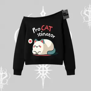 Paws Off Yazılı Kedi Baskılı Streetwear Kapşonlu Crop Sweatshirt
