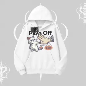 Paws Off Yazılı Kedi Baskılı Streetwear Kapşonlu Sweatshirt
