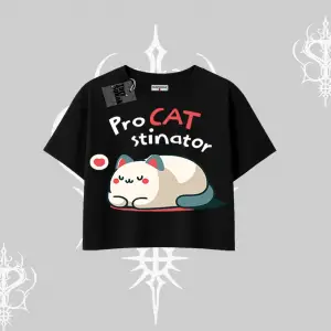 Paws Off Yazılı Kedi Baskılı Streetwear Kayık Yaka Tshirt