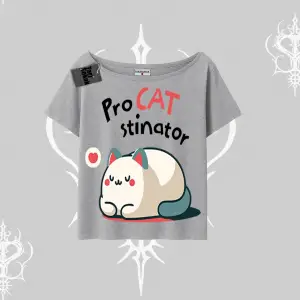 Paws Off Yazılı Kedi Baskılı Streetwear Kayık Yaka Tshirt