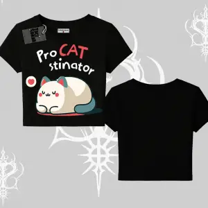 Paws Off Yazılı Kedi Baskılı Streetwear Oversize Crop Tshirt