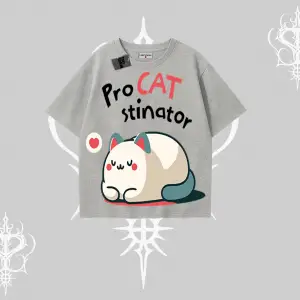 Paws Off Yazılı Kedi Baskılı Streetwear Oversize Tshirt