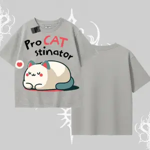 Paws Off Yazılı Kedi Baskılı Streetwear Oversize Tshirt