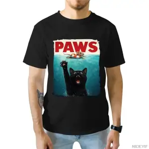 Paws Parodi Kedi Fare T-shirt Erkekler Kadınlar Için % 100% Pamuk T Shirt Kısa Kollu Üstler 0