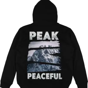 Peak Peace Siyah Oversize Unisex Kapüşonlu Sweatshirt Hoodie