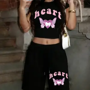 Pembe Elmas Kalp Baskılı Babby Teelar Şortlar Günlük İki Parçalı Set Tişörtler Pantolonlar Yaz