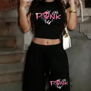 Pembe Kafatası Baskılı Babby TeeT-Shirt Pantolon Yazlık İki Parçalı Set Üstler Şortlar Seksi Tatl