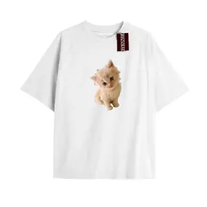 Penguen Baskılı Oversize Kalıp Unisex T-shirt