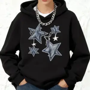 Pentagram ve zincir baskı kapüşonlular pamuk kadın kış polar sıcak kazak koşu cep kazak sport