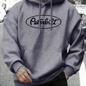 Peterbilt Harfli Baskılı Polar Sonbahar Sweatshirtleri Erkek Yumuşak Koşu Kapüşonlu Üstü Soka
