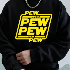 Pew Pew Mektup Baskılı Erkek Sweatshirtleri Kışlık Oversize Kapüşonlu Üstler Spor Bisiklet Ya