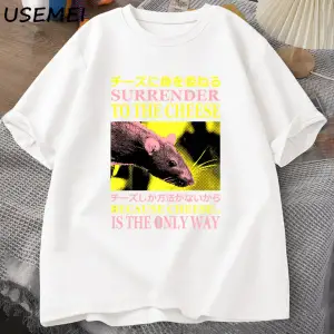 Peynir teslim komik Meme T-shirt adam giysileri japon sıçan grafik T shirt erkek kadın rahat 2957