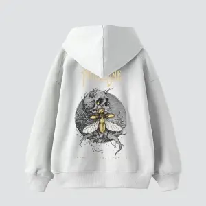 Phaseone Baskılı Beyaz Oversize Unisex Kapüşonlu