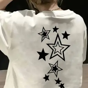 Pinterest Yıldız (Star) Baskılı Oversize Unisex Kısa Kollu