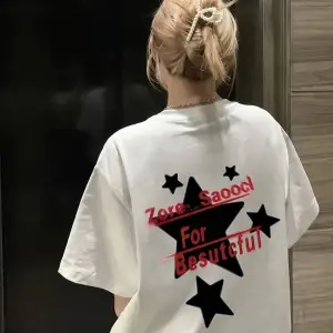 Pinterest Yıldız (Star) Baskılı Oversize Unisex Kısa Kollu