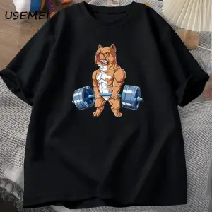 Pit Bull halter T-shirt komik Deadlift erkekler spor salonu Tshirt erkek pamuk kısa kollu O b 3001