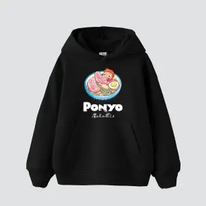 Ponyo Baskılı Oversize Unisex Beyaz