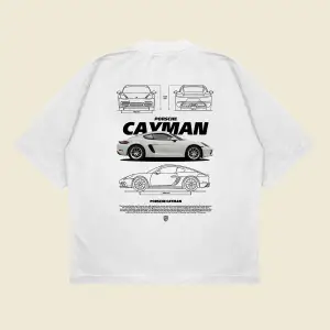Porsche Cayman Baskılı Oversize Unisex Pamuklu Nefes Alan Kalın Kumaşlı