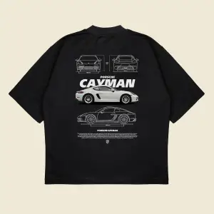 Porsche Cayman Baskılı Oversize Unisex Pamuklu Nefes Alan Kalın Kumaşlı
