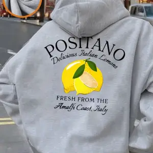 Positano Taze Limon Baskı Kapüşonlular Kadın Kış Polar Sıcak Kazaklar Temel Cep Tişörtü Rahat