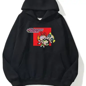 Powerpuff Girls baskılı oversize sweatshirt gri