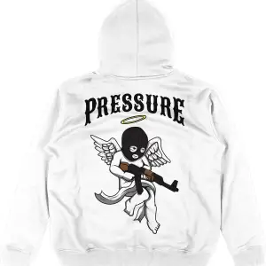 Pressure Beyaz Oversize Unisex Kapüşonlu Sweatshirt Hoodie