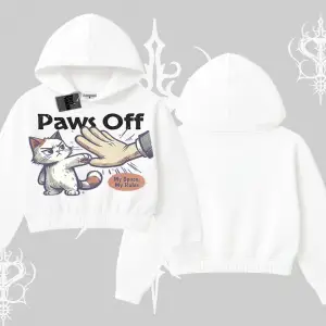 ProCATstinator Kedi Baskılı Kapşonlu Crop Sweatshirt