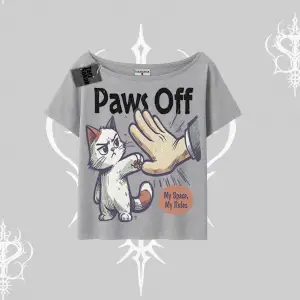 ProCATstinator Kedi Baskılı Oversize Crop Tshirt