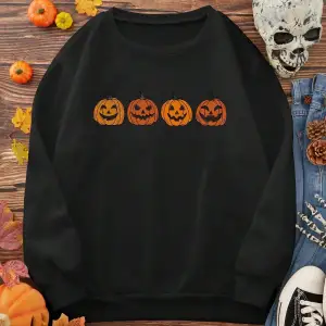 PUNK Pumpkin & Slogan Graphic Siyah