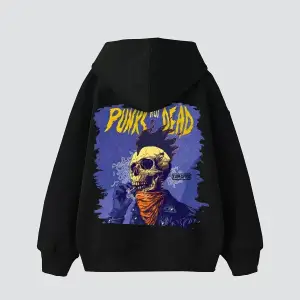 Punks Not Dead Baskılı Oversize Unisex Beyaz