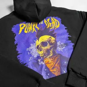 Punks Not Dead Baskılı Oversize Unisex Beyaz