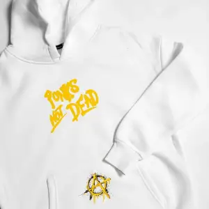 Punks Not Dead Baskılı Oversize Unisex Beyaz