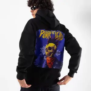Punks Not Dead Baskılı Oversize Unisex Beyaz