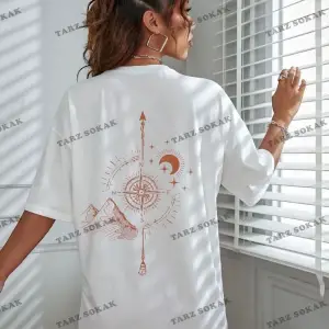 Pusula Baskılı Oversize Unisex