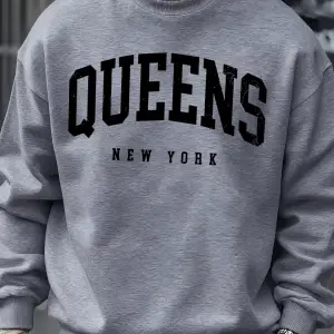 Queens New York Mektup Tasarım Erkek Tişörtü Moda Bol Giysiler Günlük Bisiklet Yaka Tüm Maç Ü
