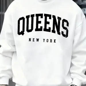 Queens New York Mektup Tasarım Erkek Tişörtü Moda Bol Giysiler Günlük Bisiklet Yaka Tüm Maç Ü