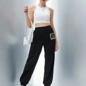 Qutie Letter Graphic Elastic Waist 4 Mevsim Eşofman