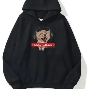 radiocat ünisex oversize sweatshirt siyah