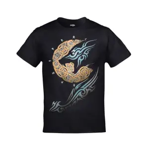 Ragnarok Moon Vikings Baskılı Unisex Siyah