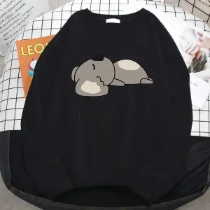 Rahat Basit Kadın Kazak Daha Fazla Uykuya İhtiyaç Duyar Karikatür Ayı Baskı Kapşonlu Gevşek P