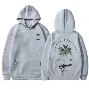 Rahat kadın Hoodies Samta Barbara California baskı kazaklar gevşek cep sıcak polar tişörtü so