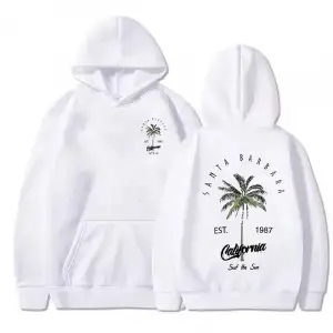 Rahat kadın Hoodies Samta Barbara California baskı kazaklar gevşek cep sıcak polar tişörtü so
