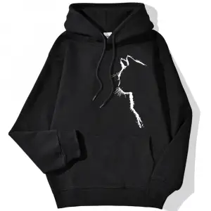 Rahat kadın Kazak Basit Vuruş Kedi baskılı kapüşonlu svetşört Damla Kollu Gevşek Streç Sıcak