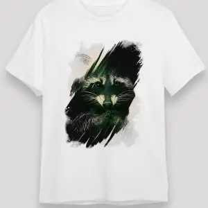 Rakun Baskılı Unisex Beyaz Tişört