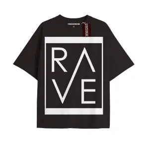 RAVE Unisex Oversize Yazılı Tshirt SİYAH