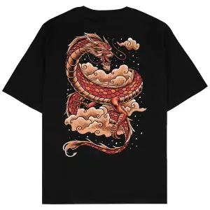 Red Dragon Siyah Oversize Unisex T-shirt
