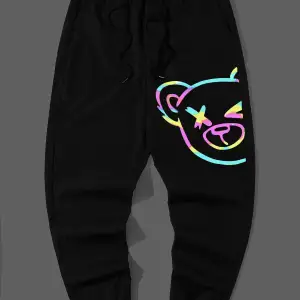 Reflective Cartoon Graphic Drawstring Waist Pants