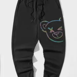 Reflective Cartoon Graphic Drawstring Waist Pants