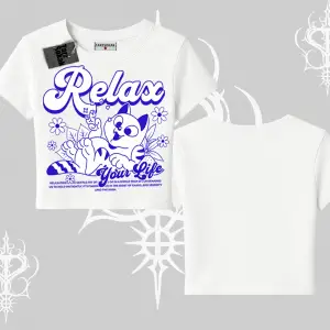 Relax Kedi Baskılı Babby Tee Tshirt