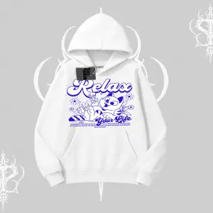 Relax Kedi Baskılı Kapşonlu Sweatshirt